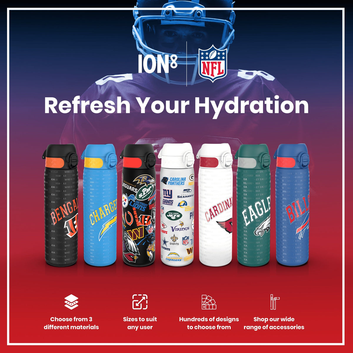 Leak Proof NFL Water Bottle, Stainless Steel, Arizona Cardinals, 600ml (20oz) – product image 7 of 7