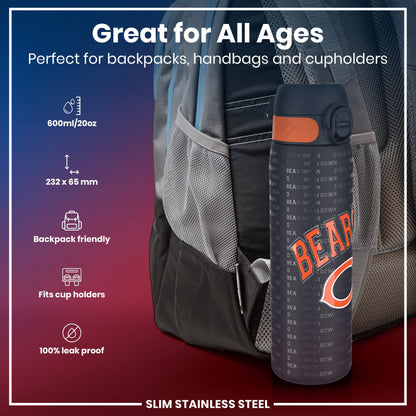 Leak Proof NFL Water Bottle, Stainless Steel, Chicago Bears, 600ml (20oz) – product image 2 of 7