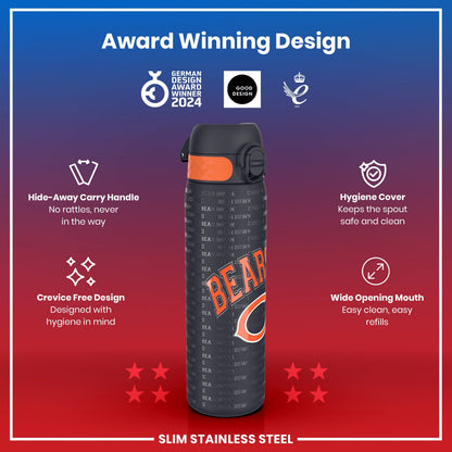Leak Proof NFL Water Bottle, Stainless Steel, Chicago Bears, 600ml (20oz) – product image 6 of 7
