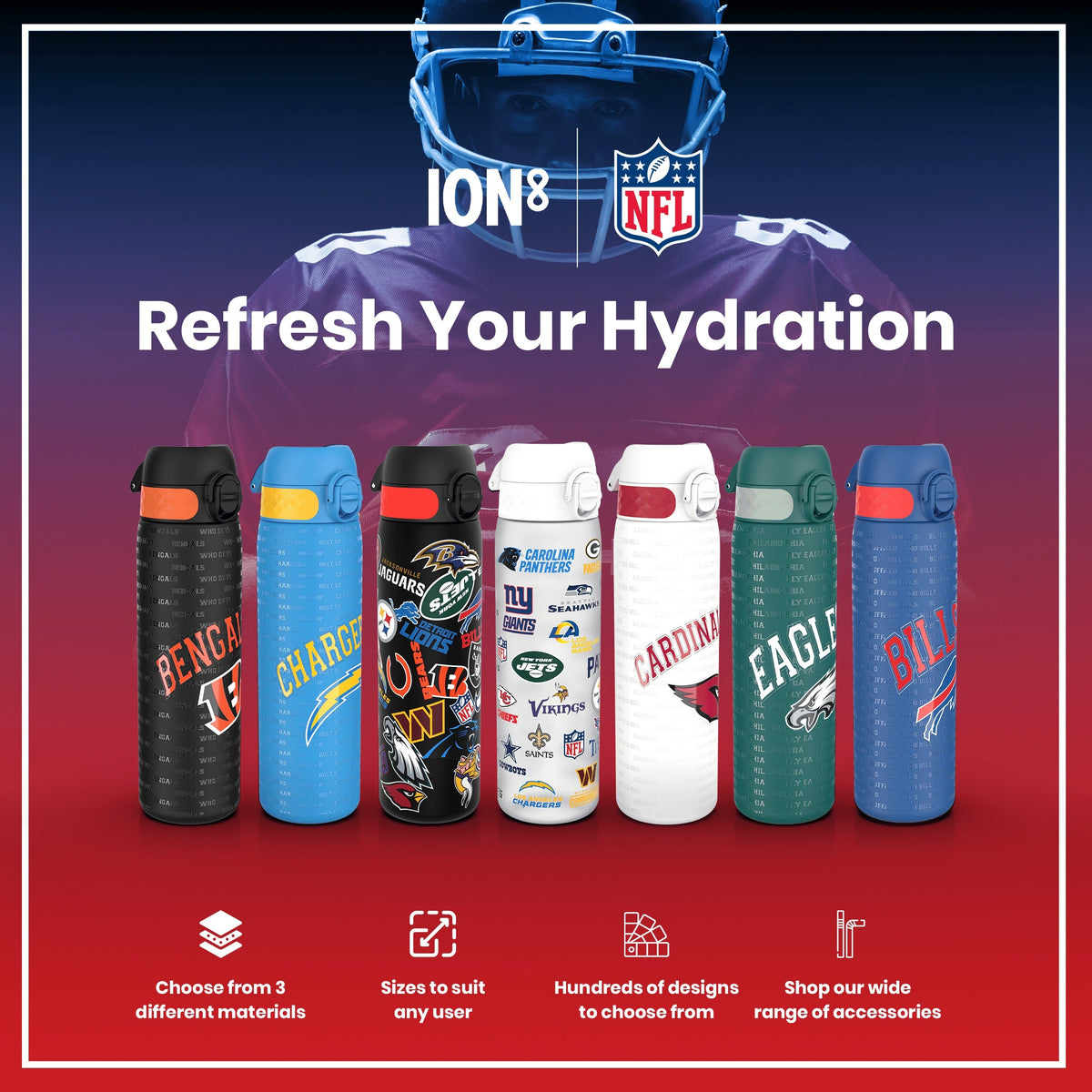 Leak Proof NFL Water Bottle, Stainless Steel, Chicago Bears, 600ml (20oz) – product image 7 of 7