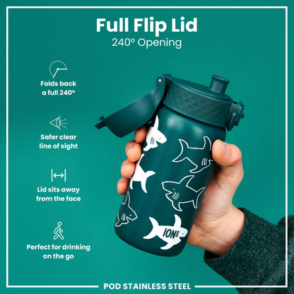 Leak Proof Thermal Steel Water Bottle, Insulated, Sharks, 320ml (11oz) - product image 4 of 7
