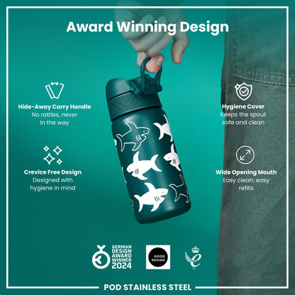 Leak Proof Thermal Steel Water Bottle, Insulated, Sharks, 320ml (11oz) - product image 6 of 7