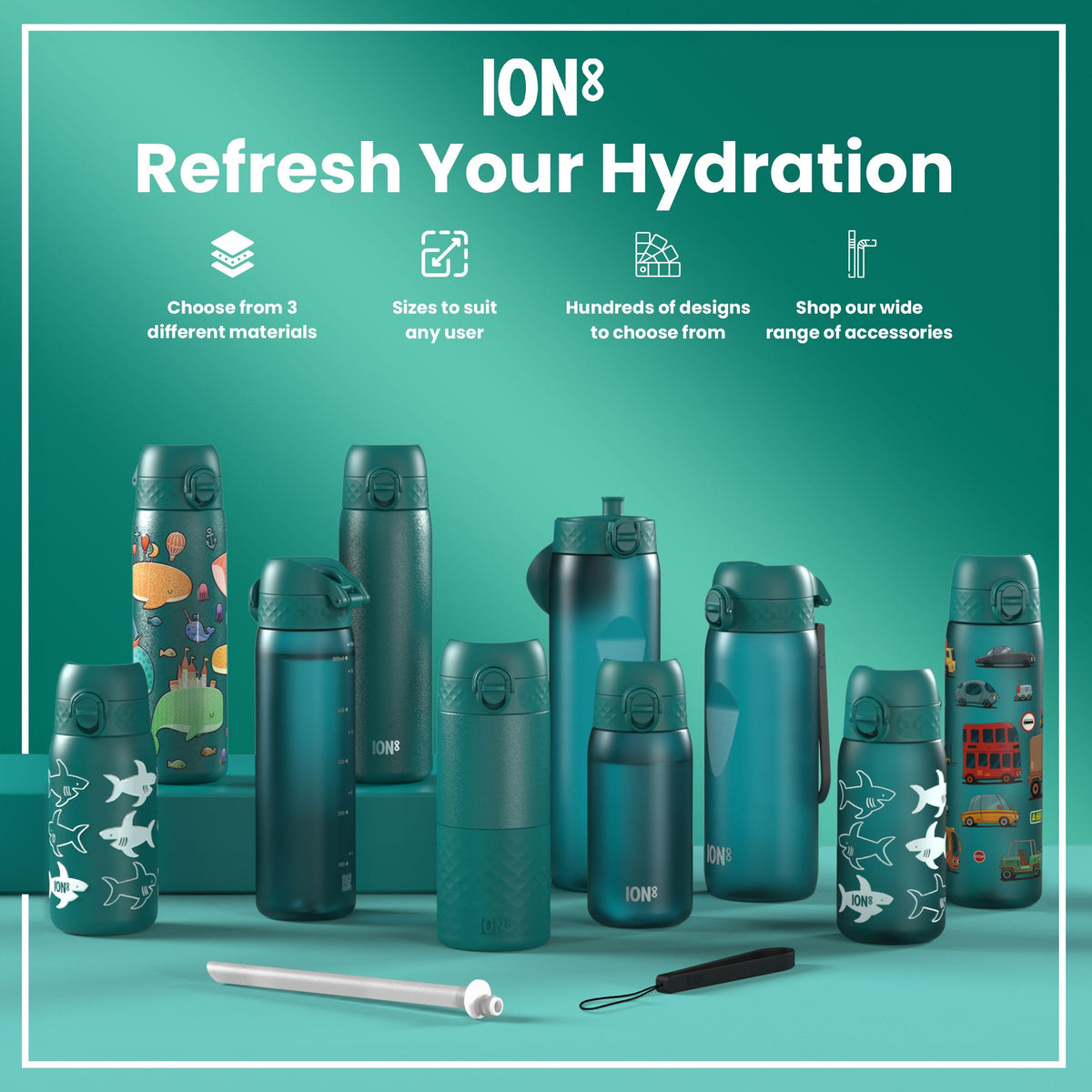 Leak Proof Thermal Steel Water Bottle, Insulated, Sharks, 320ml (11oz) - product image 7 of 7