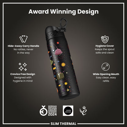 Leak Proof Slim Thermal Water Bottle, Insulated Steel, Spaceships, 500ml (17oz) – product image 6 of 7