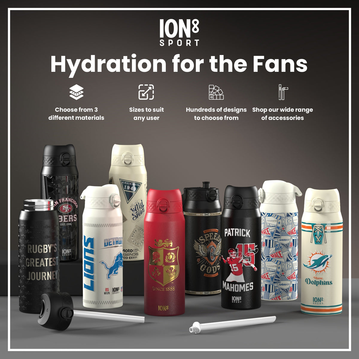 Lions X ION8 Insulated Steel Water Bottle, British & Irish Lions, Sea of Red, 750ml (24oz) – product image 7 of 7