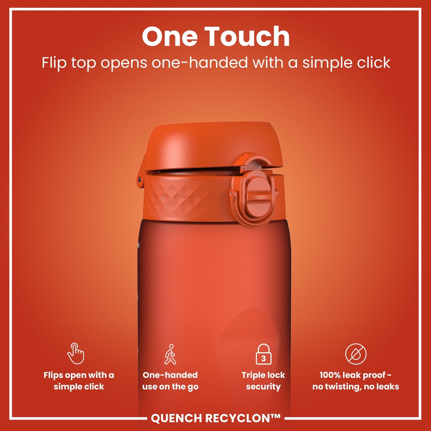 ION8 Recyclon Leak-Proof Bottle – Hearty Orange (1L) – product image 3