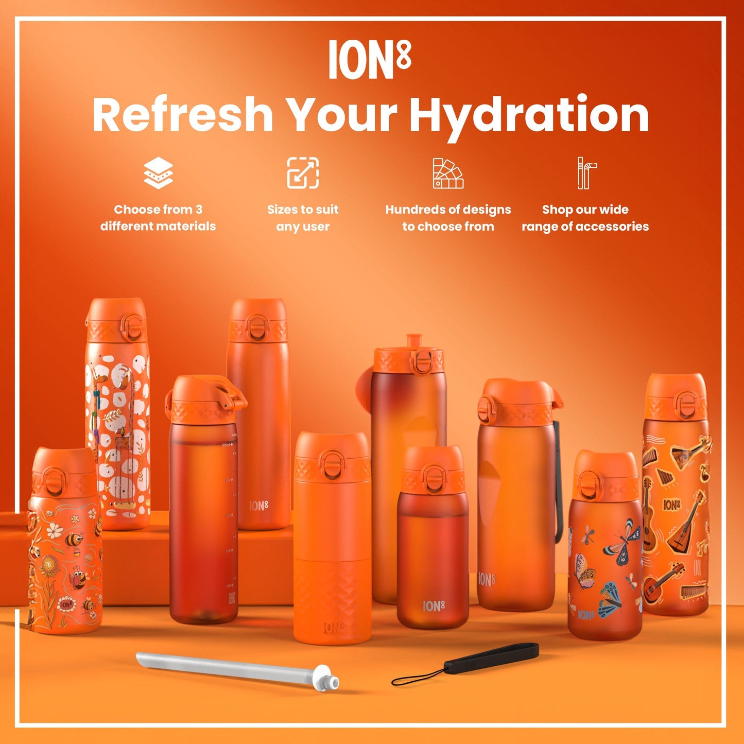 ION8 Recyclon Leak-Proof Bottle – Hearty Orange (1L) – product image 7