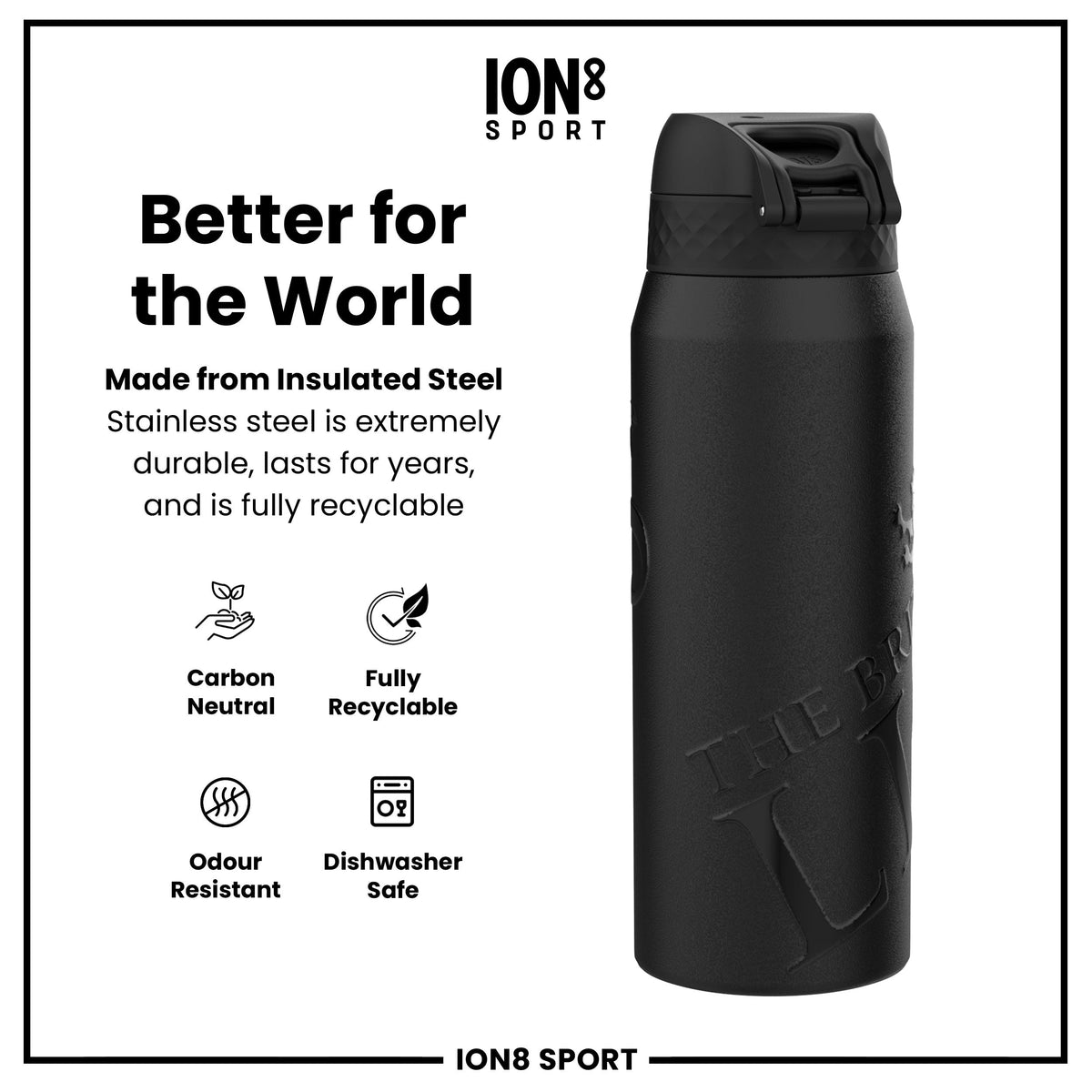 Lions X ION8 Insulated Steel Water Bottle, British & Irish Lions, Lions, 750ml (24oz) – product image 5 of 7