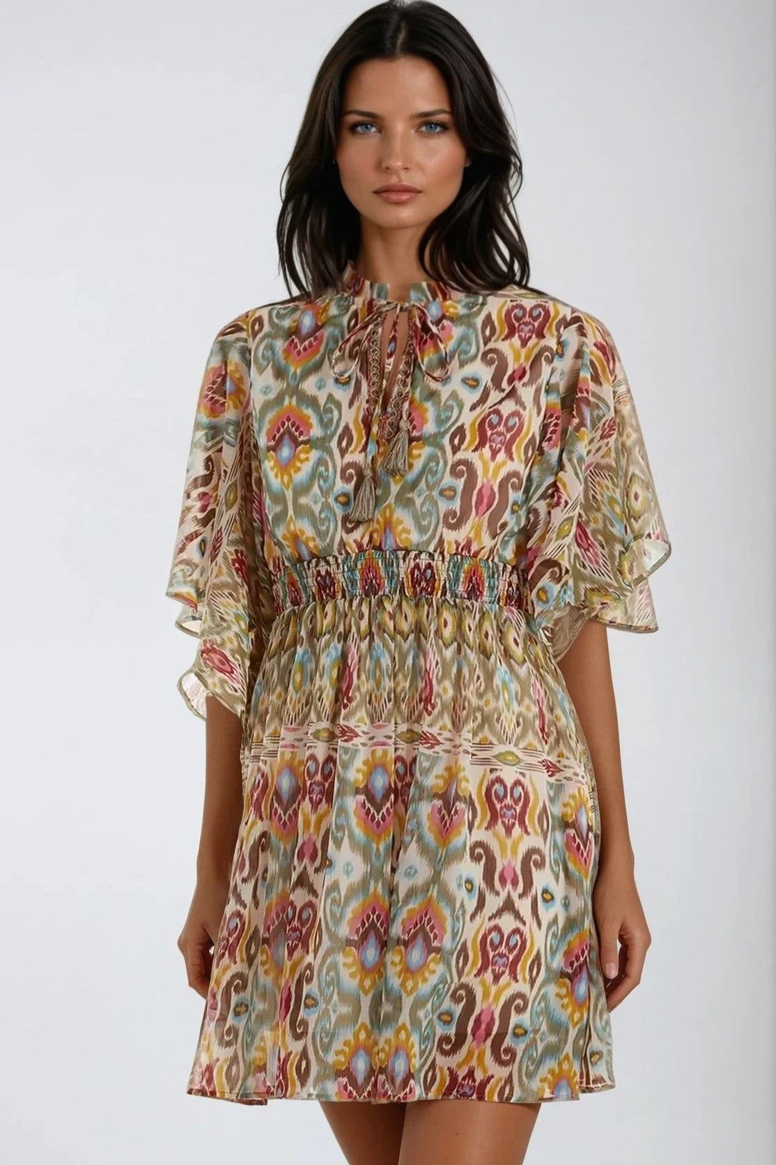 Khaki Tiered Mini Dress – product image 2 of 3