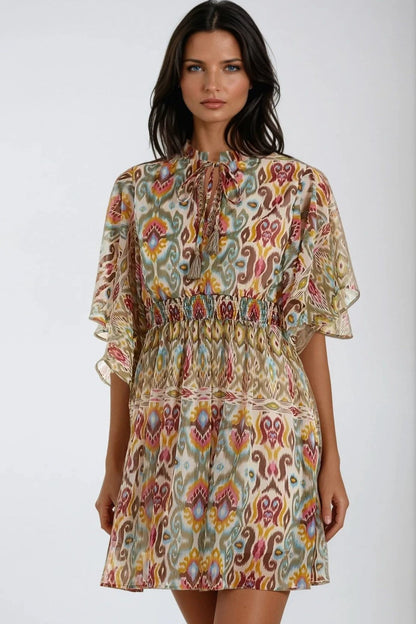 Khaki Tiered Mini Dress – product image 2 of 3