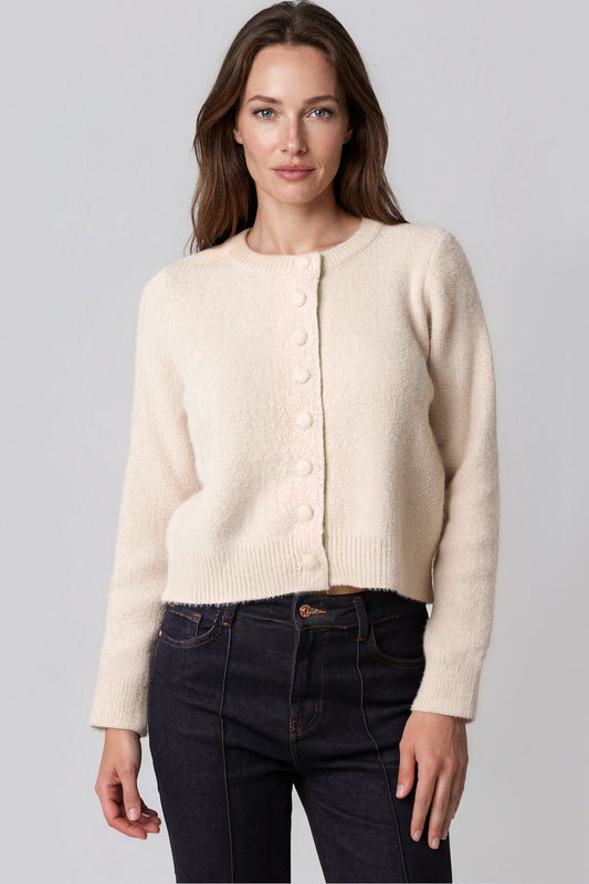 Beige Cropped Soft Knit Cardigan – product image 2 of 4