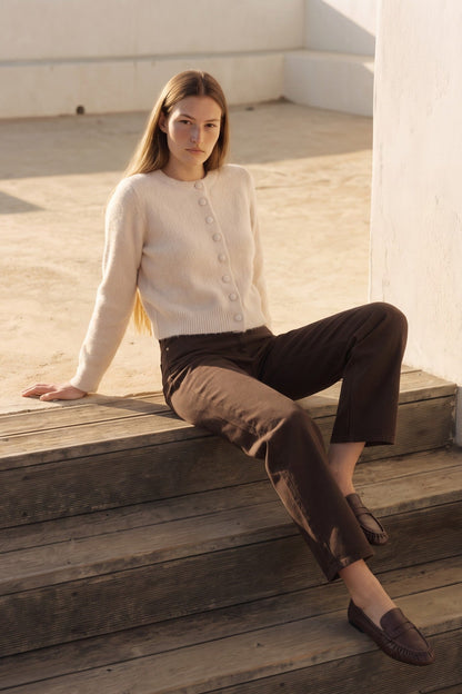 Beige Cropped Soft Knit Cardigan – product image 1 of 4