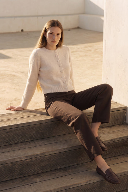 Beige Cropped Soft Knit Cardigan – product image 1 of 4