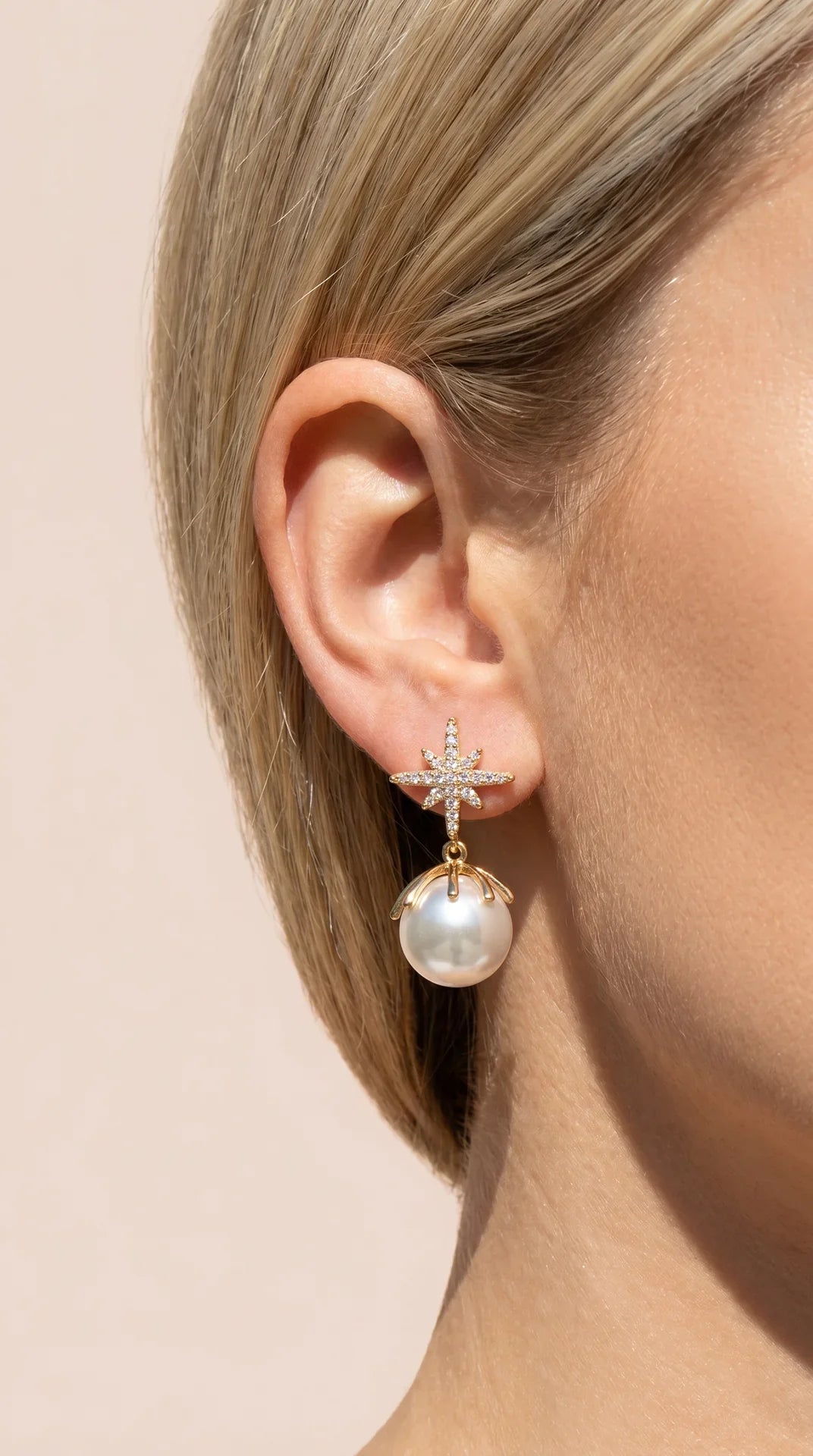 Crystal Star With Pearl Drop & Dangle Earrings – product image 4 of 4