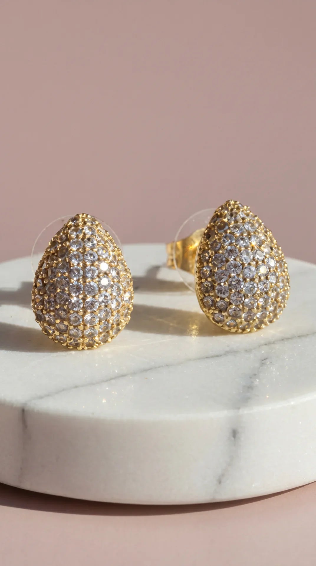 Tear Drop Crystal Pavé Stud Earrings – product image 2 of 3