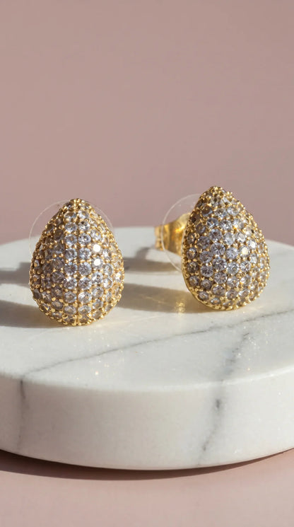 Tear Drop Crystal Pavé Stud Earrings – product image 2 of 3