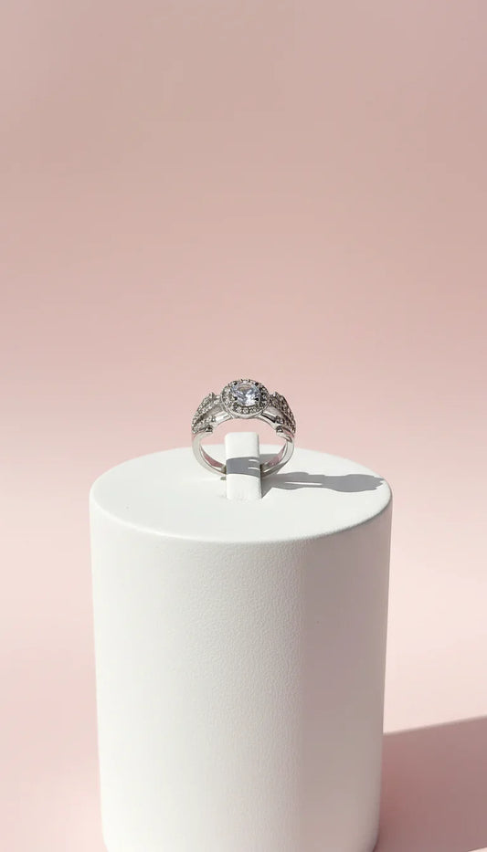Silver Solitaire Crystal Ring Silver Box set of 12 – product image 1 of 1