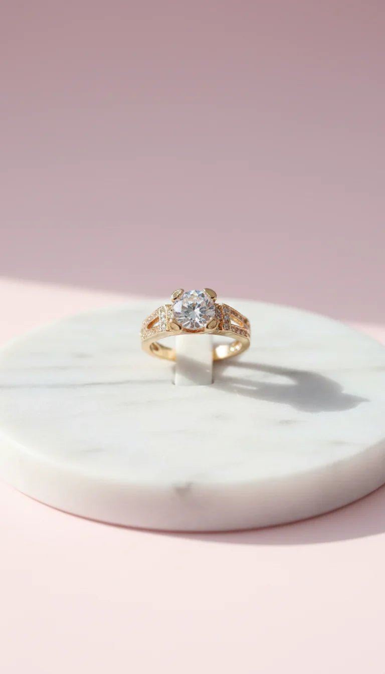 Round Cut Crystal Ring Gold Box set of 12 – product image 2 of 2