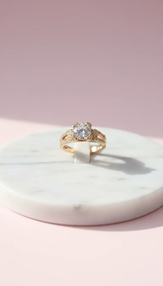 Round Cut Crystal Ring Gold Box set of 12 – product image 2 of 2