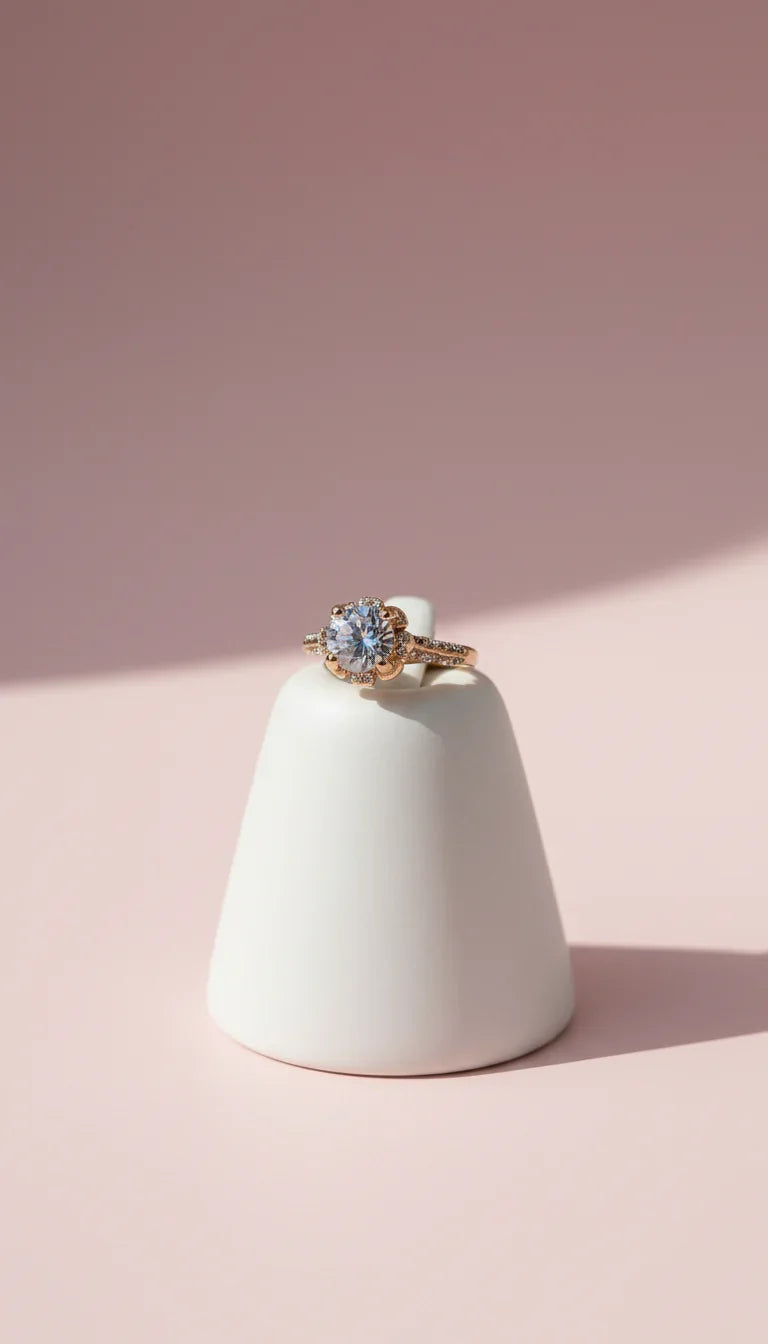 Gold Solitaire Round Cut Crystal Ring Gold Box set of 12 – product image 1 of 1