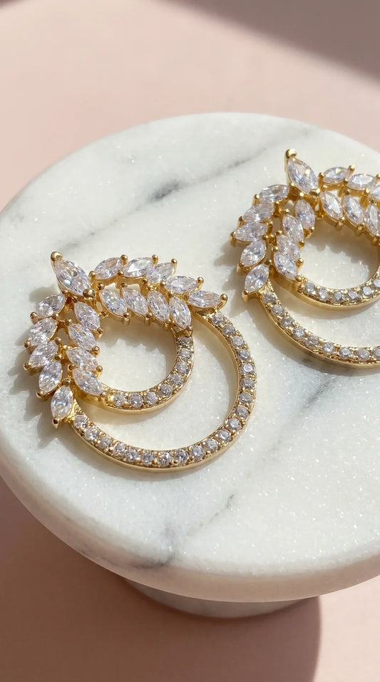 Layered Circular Crystal Stud Earrings – product image 1 of 4