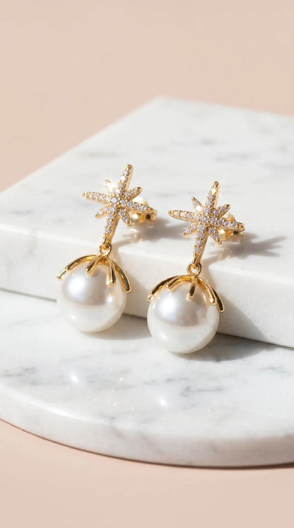 Crystal Star With Pearl Drop & Dangle Earrings – product image 2 of 4