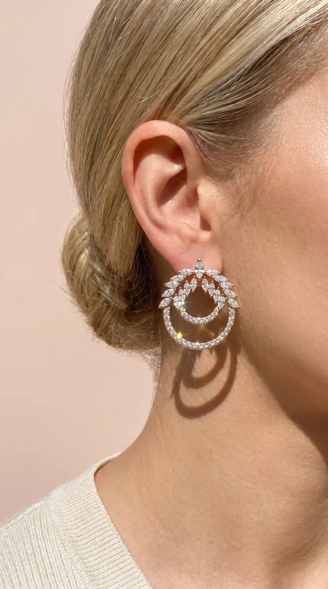 Layered Circular Crystal Stud Earrings – product image 3 of 4
