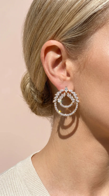 Layered Circular Crystal Stud Earrings – product image 3 of 4
