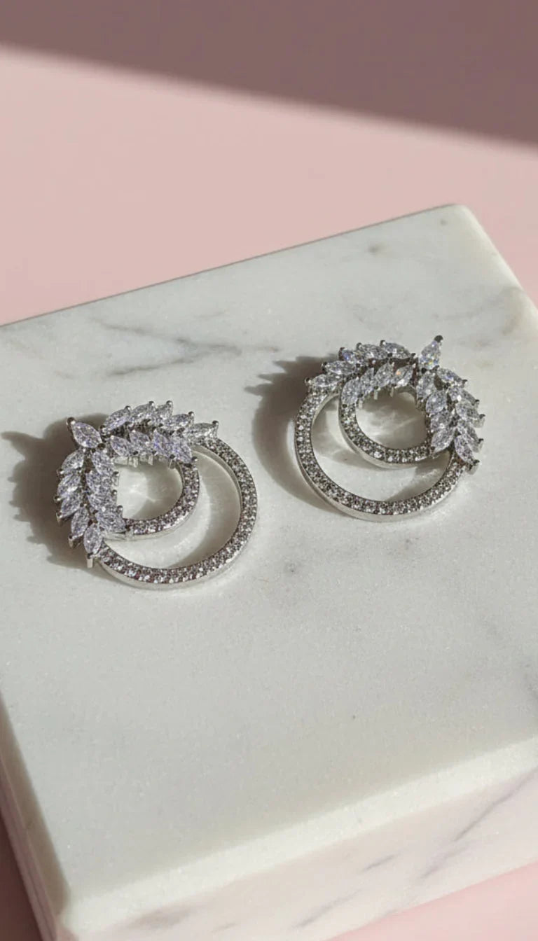 Layered Circular Crystal Stud Earrings – product image 4 of 4