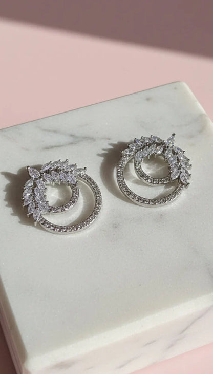 Layered Circular Crystal Stud Earrings – product image 4 of 4