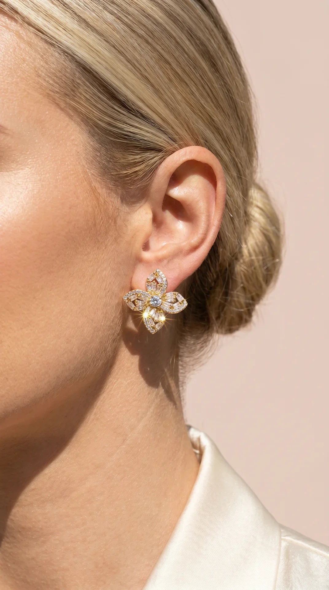 Flower Crystal Stud Earrings – product image 2 of 4