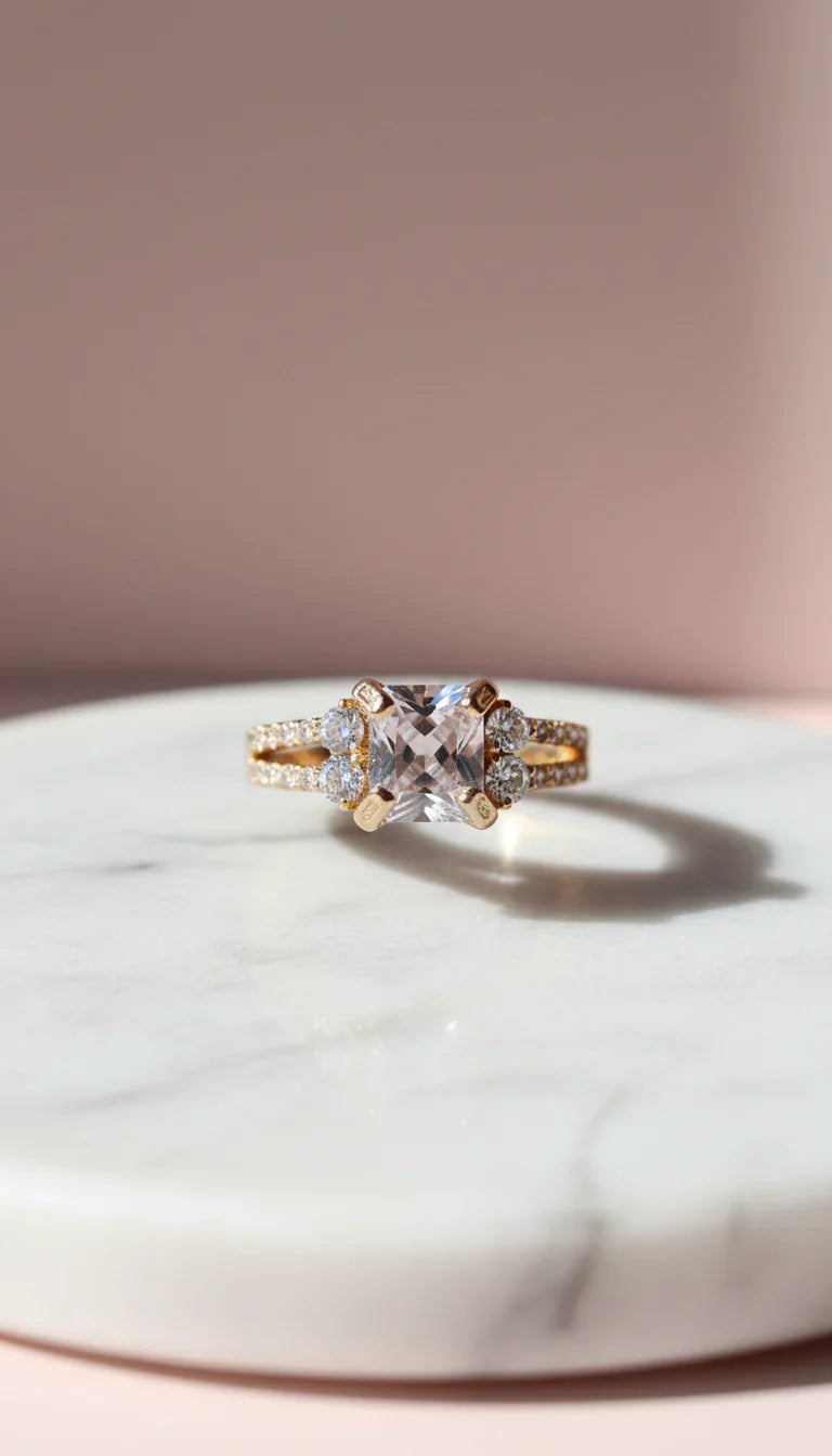 Square Cut Crystal Ring Gold Box set of 12 – product image 1 of 1