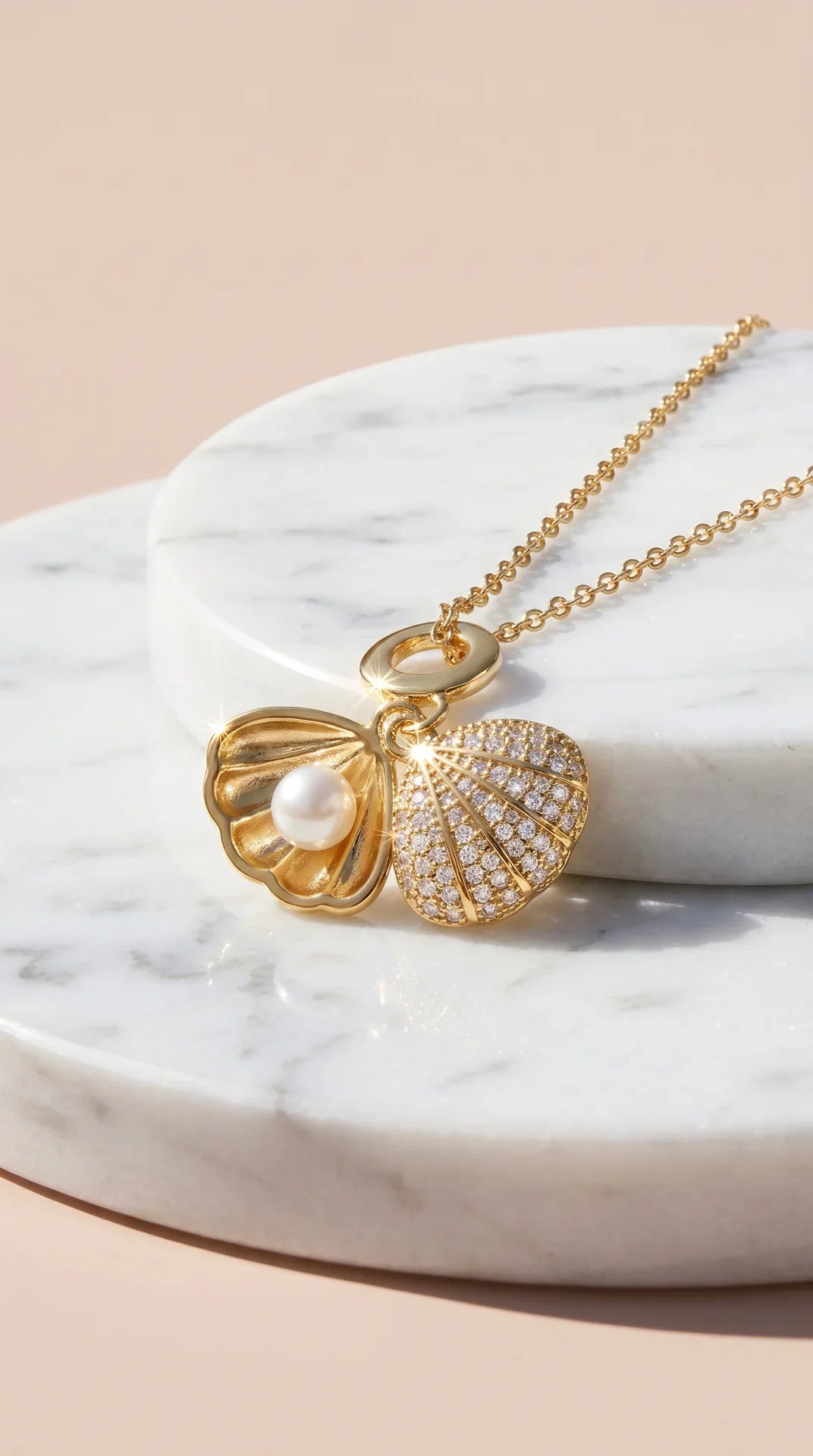 Sea Shell & Pearl Gold Plated Pendant Necklace – product image 3 of 7