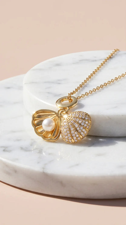 Sea Shell & Pearl Gold Plated Pendant Necklace – product image 3 of 7