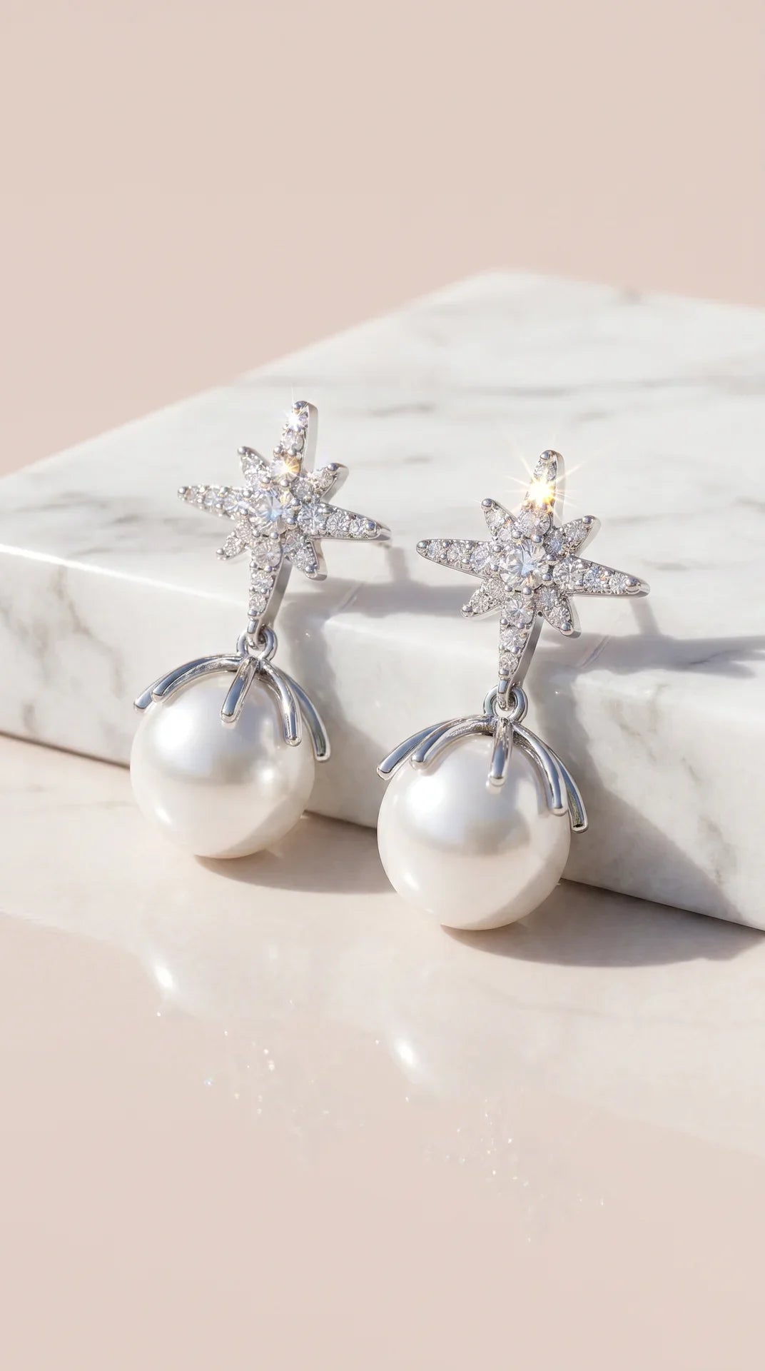 Crystal Star With Pearl Drop & Dangle Earrings – product image 3 of 4