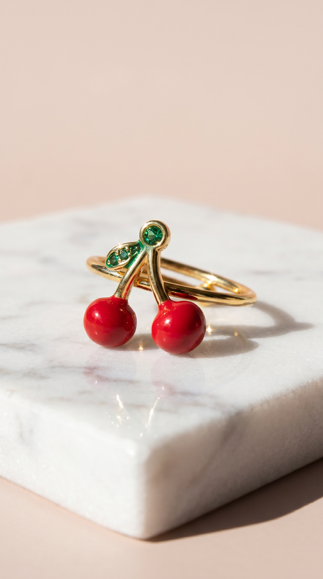 Red Cherry Gold Plated Freesize Ring – product image 3 of 3