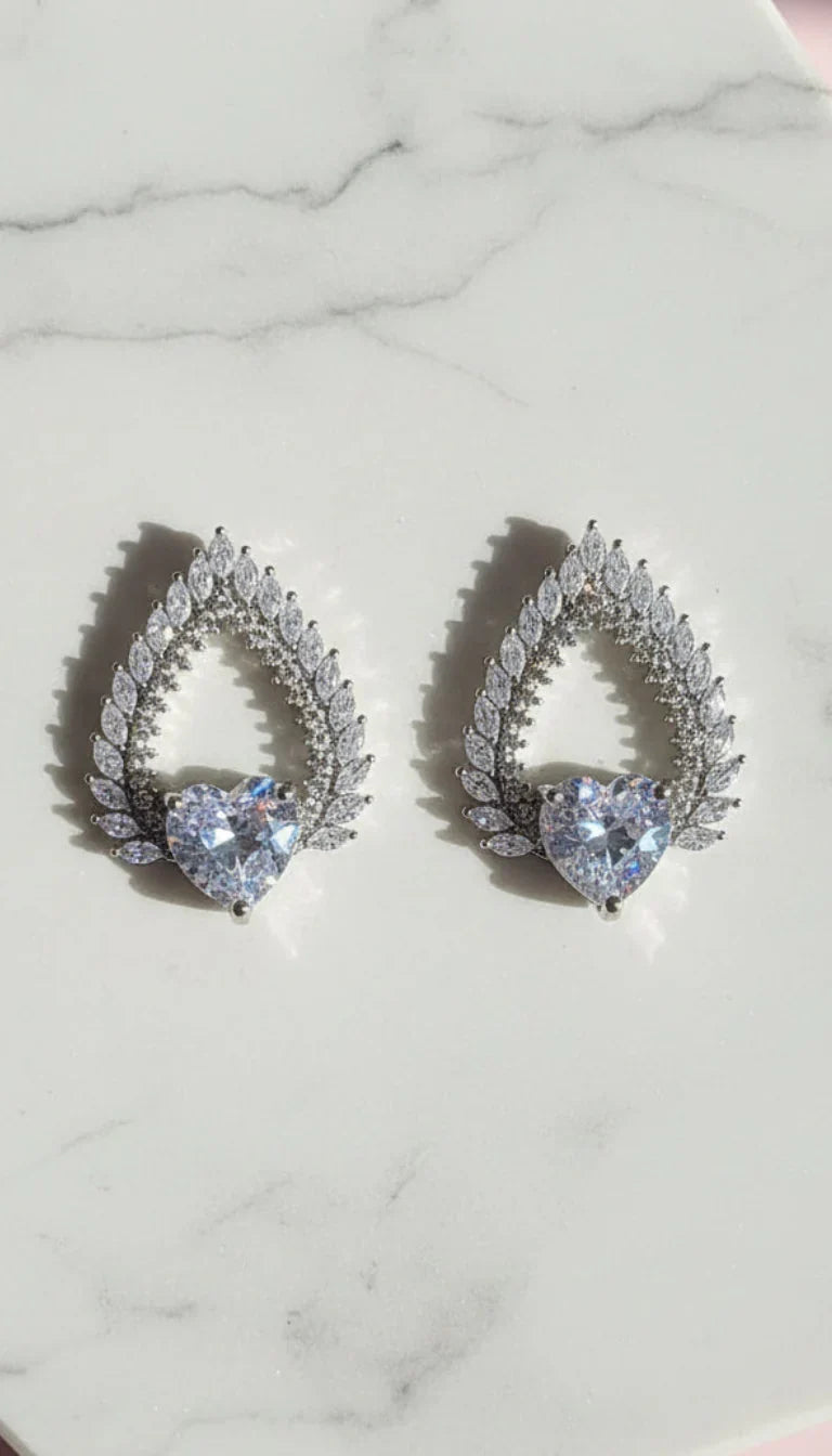 Teardrop Heart Crystal Stud Earrings – product image 2 of 3