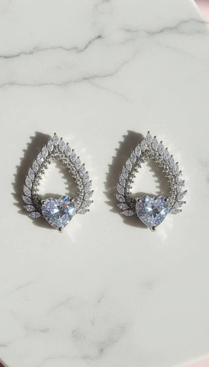 Teardrop Heart Crystal Stud Earrings – product image 2 of 3