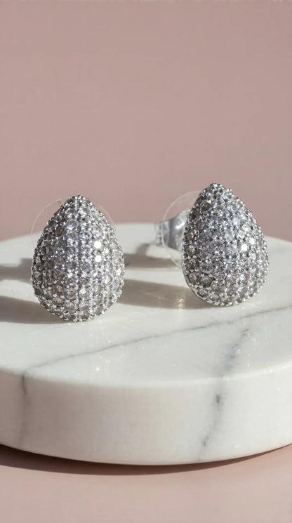 Tear Drop Crystal Pavé Stud Earrings – product image 3 of 3