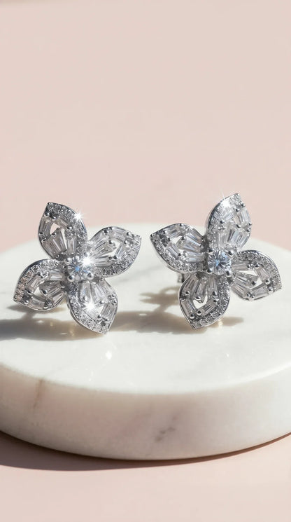 Flower Crystal Stud Earrings – product image 3 of 4