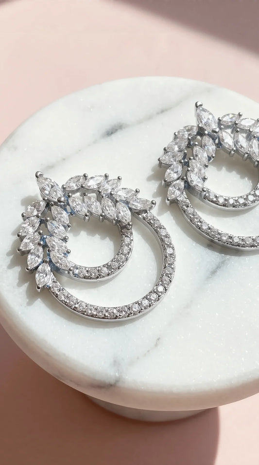 Layered Circular Crystal Stud Earrings – product image 2 of 4