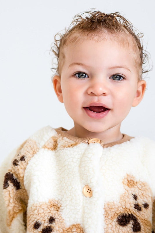 Bear Fleece Romper Cream or Brown – product image 2 of 9