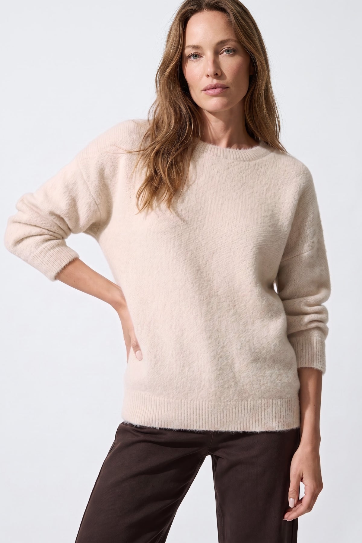 Beige Crew Neck Long Sleeve Jumper – product image 1 of 4