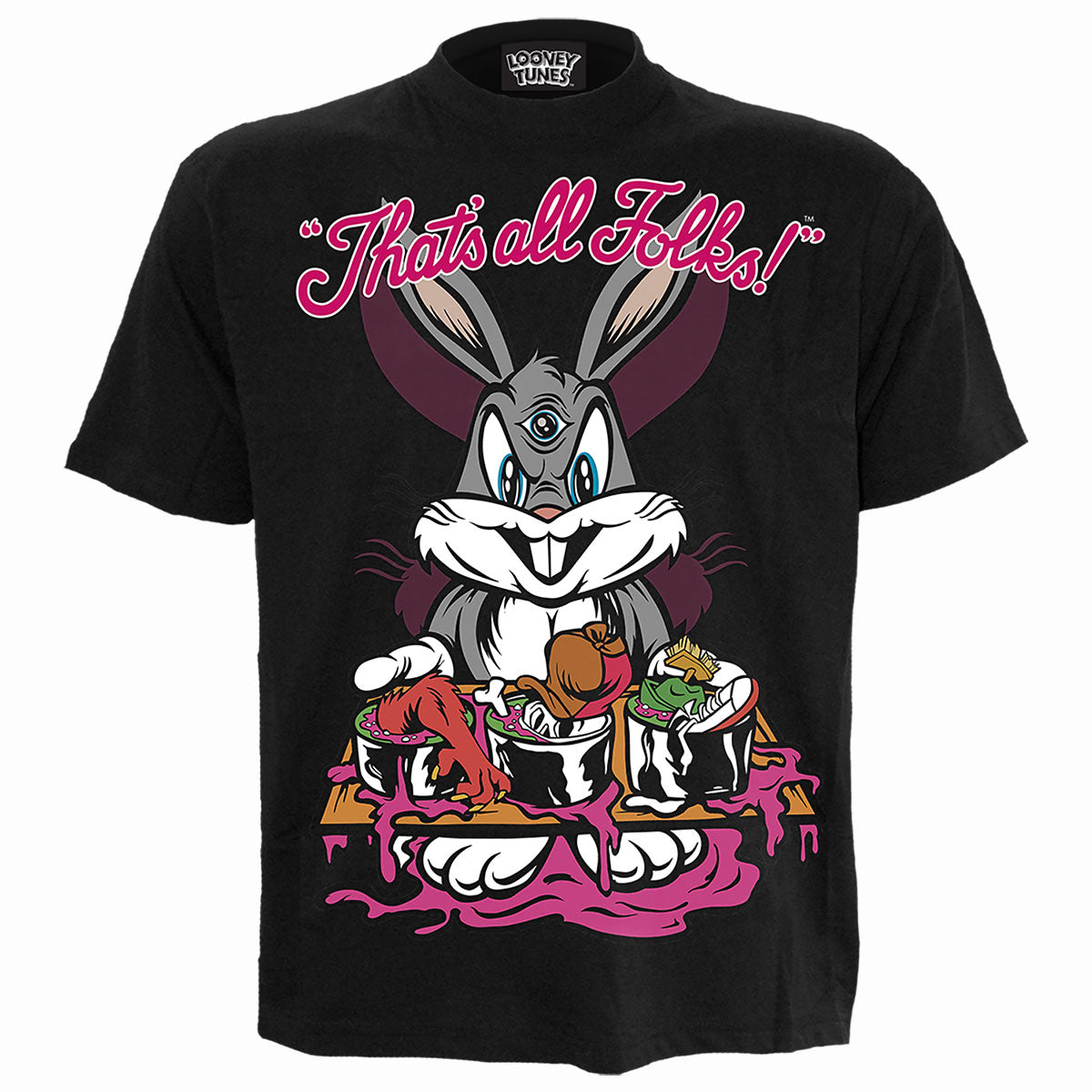 BUGS - EVIL BUNNY - Front Print T-Shirt Black – product image 1 of 2