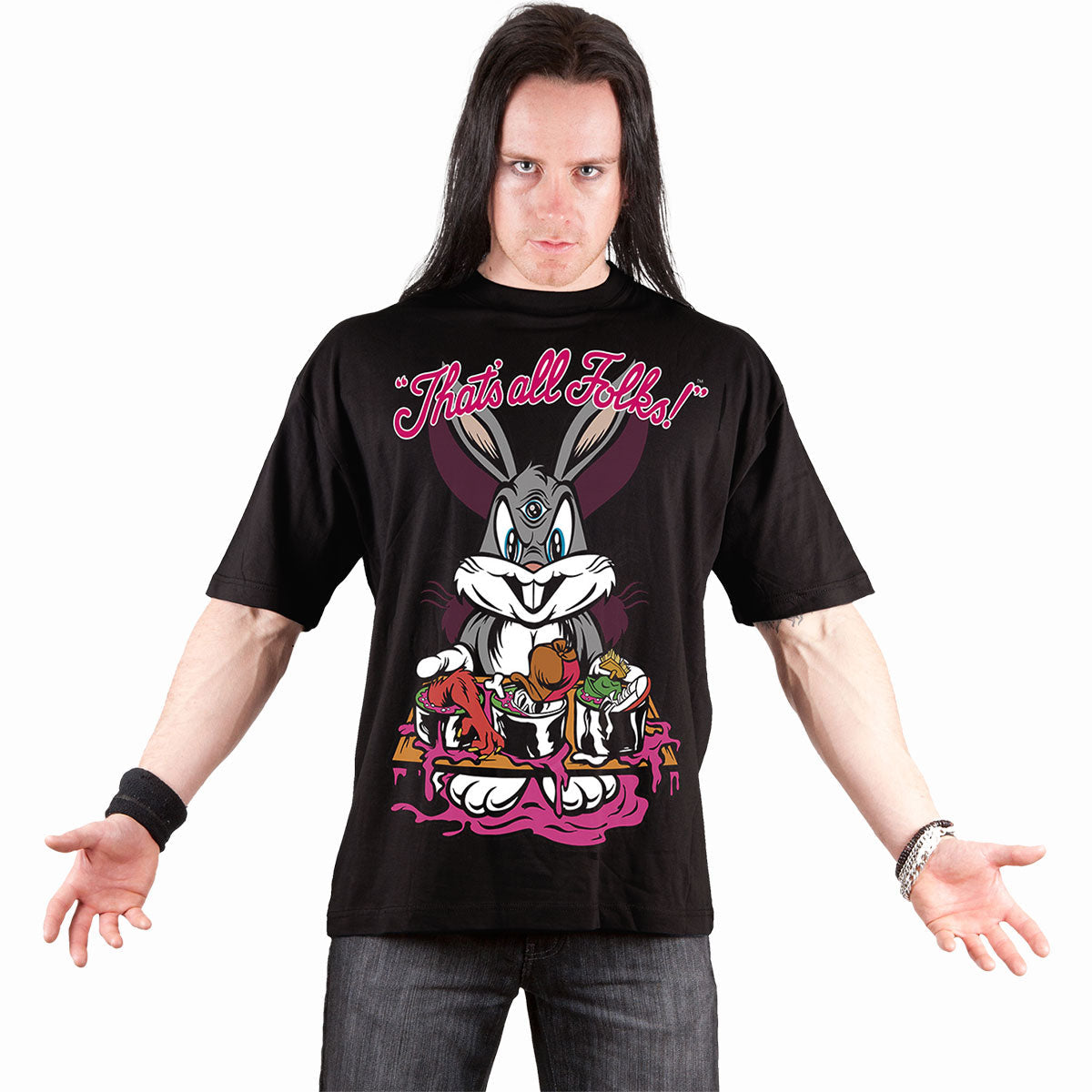 BUGS - EVIL BUNNY - Front Print T-Shirt Black – product image 2 of 2