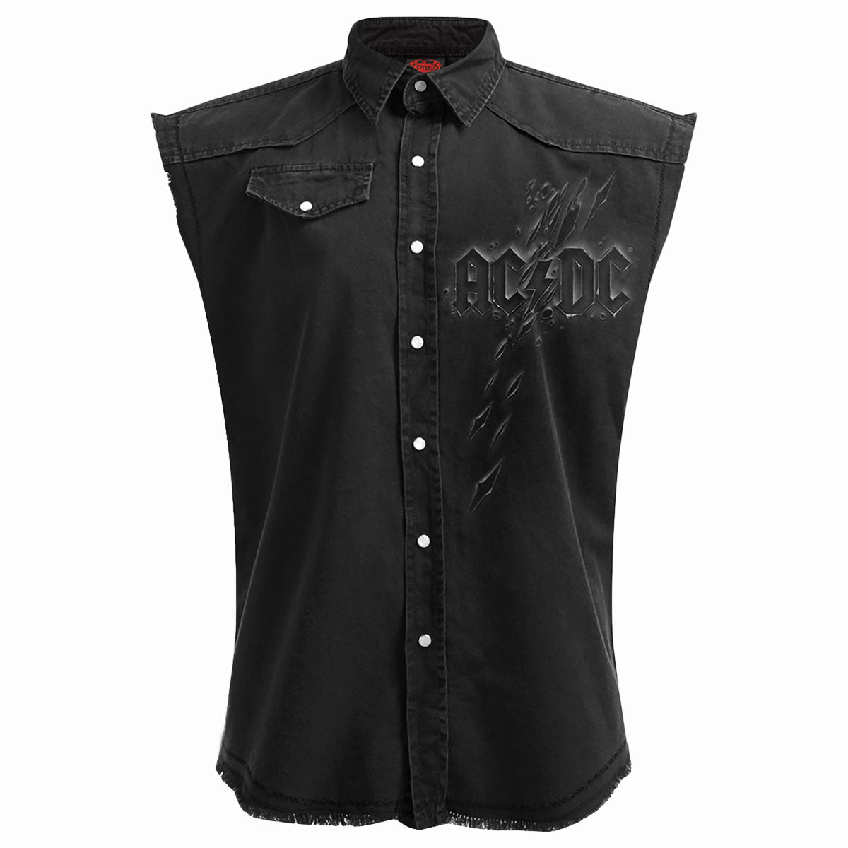 AC/DC - BACK IN BLACK TORN - Sleeveless Stone Washed Worker Black – product image 1 of 3