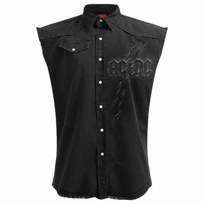 AC/DC - BACK IN BLACK TORN - Sleeveless Stone Washed Worker Black – product image 1 of 3