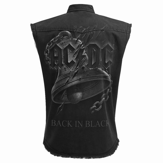 AC/DC - BACK IN BLACK TORN - Sleeveless Stone Washed Worker Black – product image 2 of 3