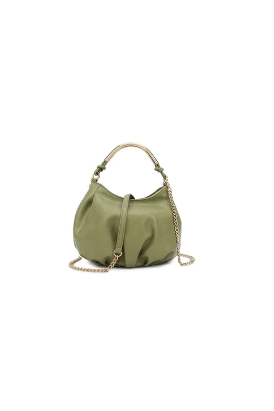 Green Faux Leather Top Handle Handbag with Knot Detail – product image 1 of 3