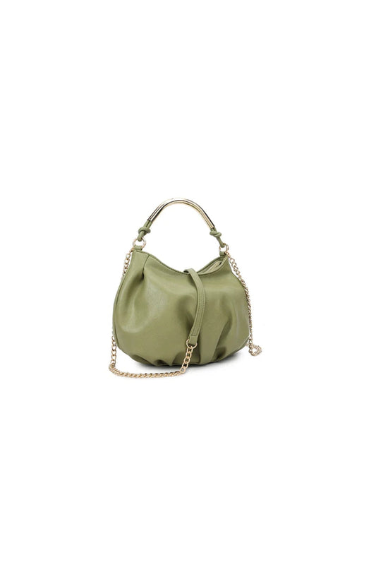 Green Faux Leather Top Handle Handbag with Knot Detail – product image 2 of 3